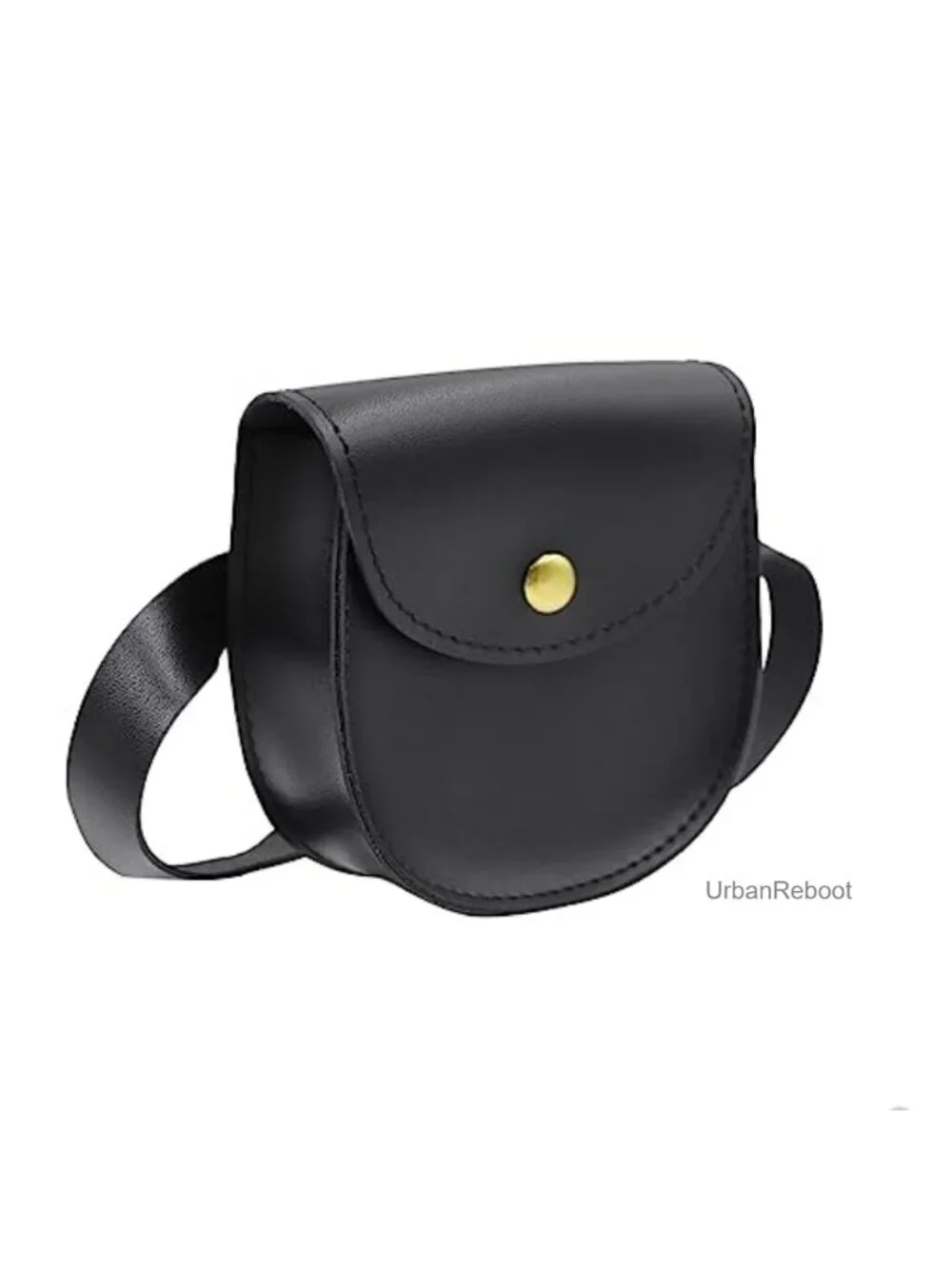 Mini PU Leather Saddle Crossbody Purse Flap Button Closure Adjustable Strap